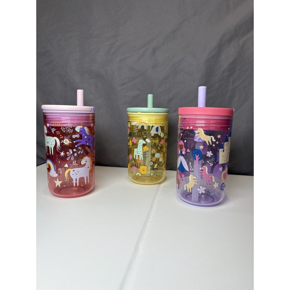 Ello 12 Oz Kids Tumblers 3 Pack Spill Resistant With Straw And Carry Handle